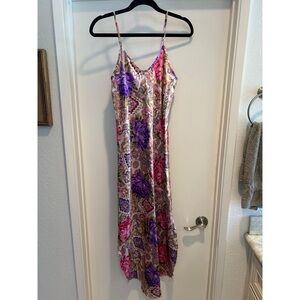 Vintage Floral Satiny Slip Dress